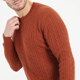 Pure Cashmere Cable Knit Round Neck Sweater (Zach 5)
