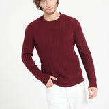 Pure Cashmere Cable Knit Round Neck Sweater (Zach 5)