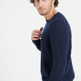 Pure Cashmere Cable Knit Round Neck Sweater (Zach 5)
