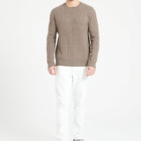 Pure Cashmere Cable Knit Round Neck Sweater (Zach 5)