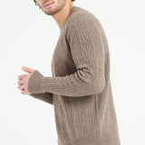 Pure Cashmere Cable Knit Round Neck Sweater (Zach 5)