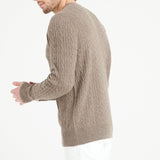 Pure Cashmere Cable Knit Round Neck Sweater (Zach 5)