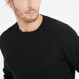Pure Cashmere Cable Knit Round Neck Sweater (Zach 5)
