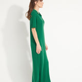 Pure Cashmere Polo Neck Long Dress w/ Pointelle Knit (Ava 18)