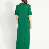 Pure Cashmere Polo Neck Long Dress w/ Pointelle Knit (Ava 18)