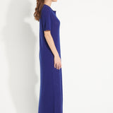 Pure Cashmere Polo Neck Long Dress w/ Pointelle Knit (Ava 18)