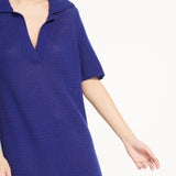 Pure Cashmere Polo Neck Long Dress w/ Pointelle Knit (Ava 18)