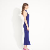 Pure Cashmere Long Halter Dress w/ Rib Knit (Ava 19)