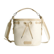 Tommy Bahama Soft Woven Drawstring Bucket Bag, Tan/white