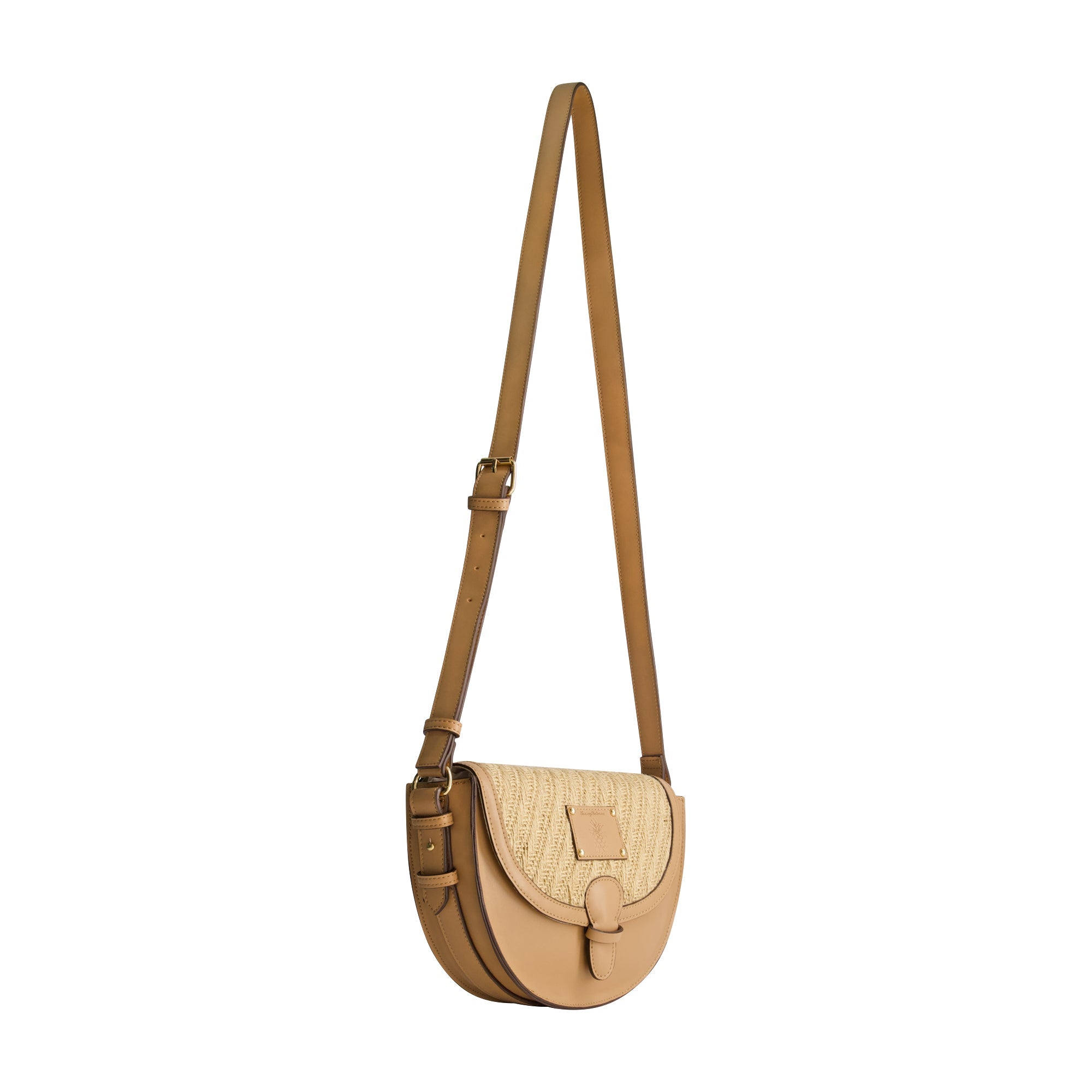 Tommy Bahama Raffia/PU Crossbody Flap Bag, Tan