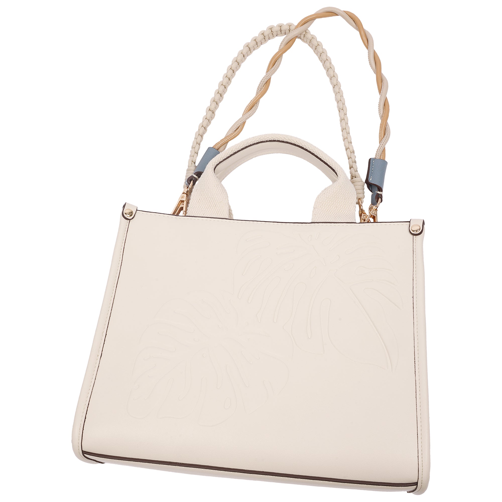 Tommy Bahama Darcy Leaf Motif Medium Tote – Embossed Pu Convertible Top Handle & Shoulder Bag