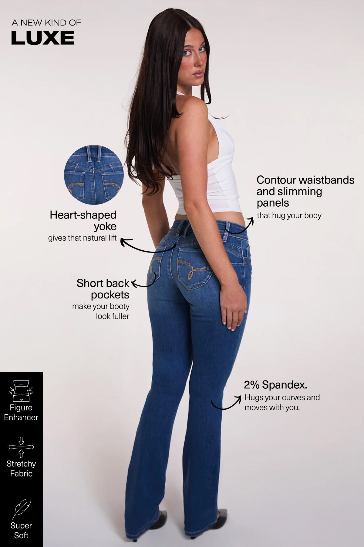 Women's Luxe Mid Rise Wannabettabutt Bootcut Jeans