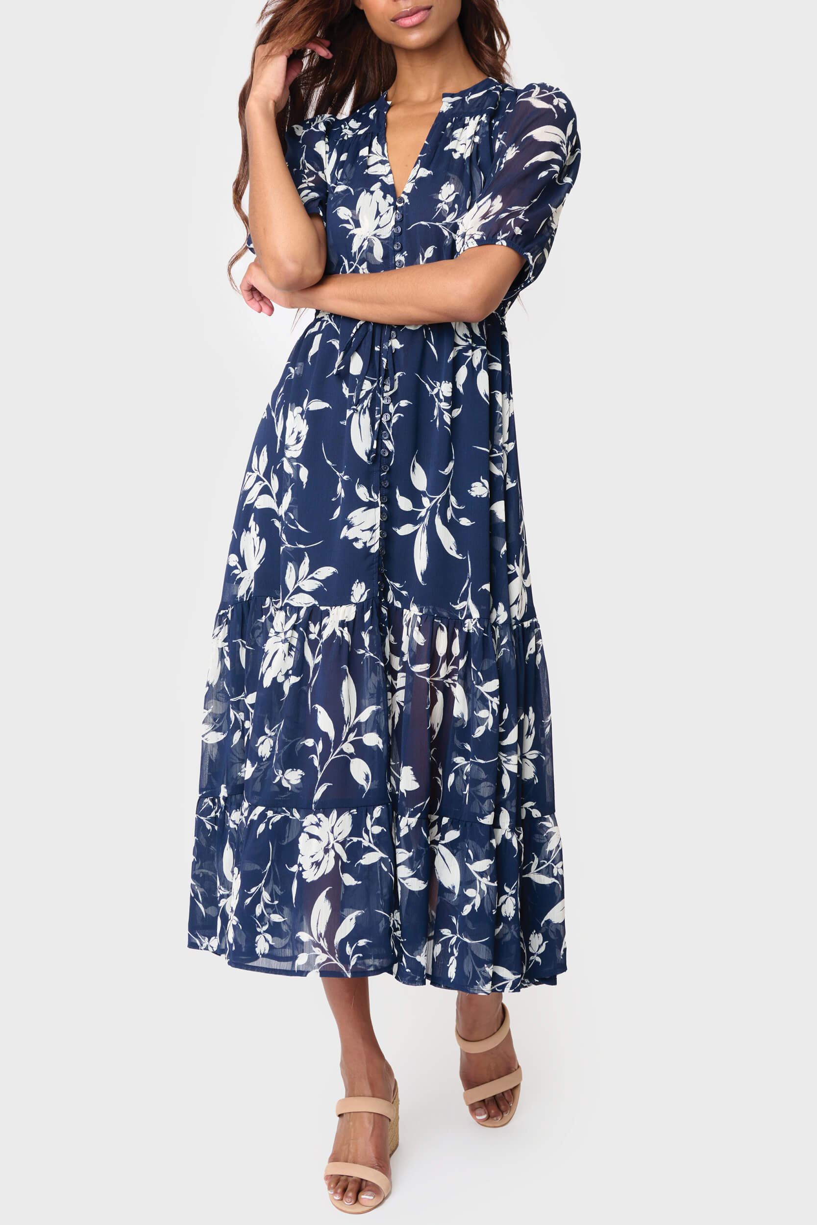SteinMart.com | Kira Drawstring Midi Dress – Stein Mart
