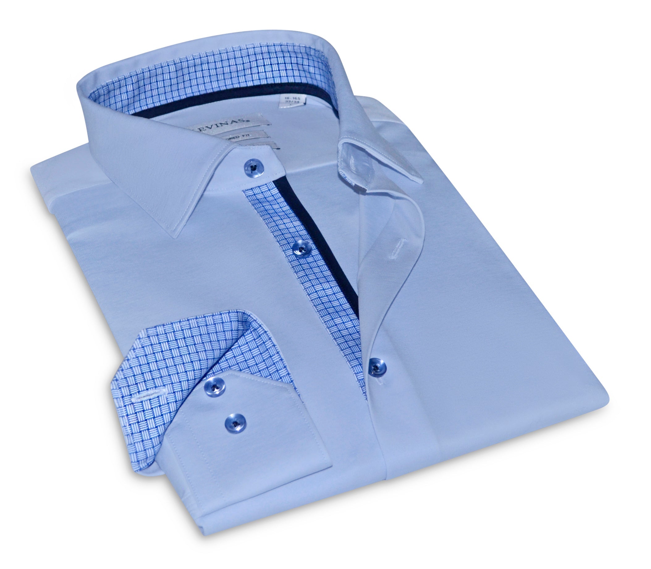 fitted stretch dress shirts This 16 way stretch dress shirt gives you a clean, fitted look while staying comfortable the entire day. The flexible fabric moves with your body and keeps its smooth appearance without wrinkles.