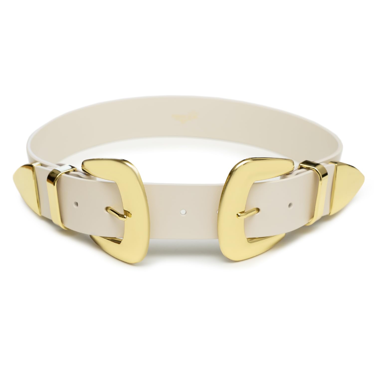 Double Buckle Western Waist Belt for Women Cream / XL Double Buckle Western Waist Belt for Women Cream / XL