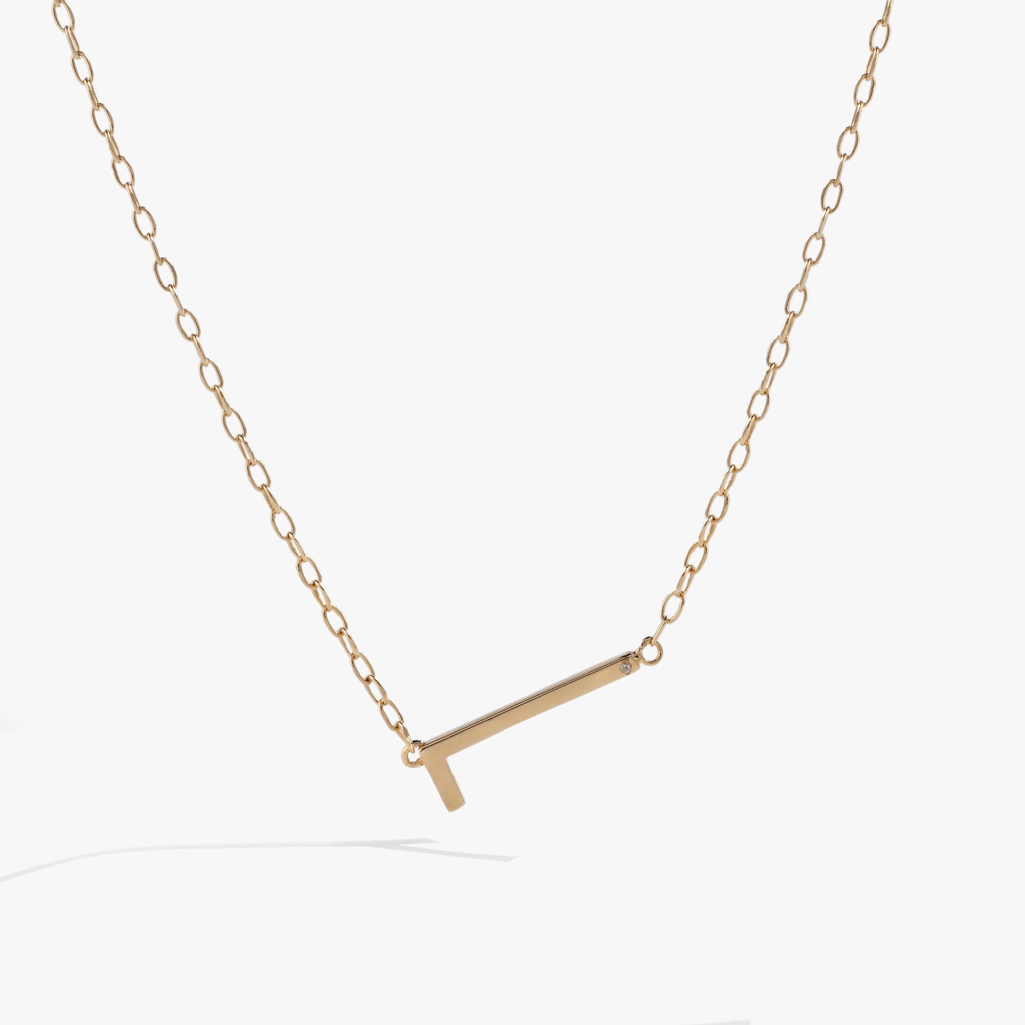 Initial L Precious Elongated Necklace