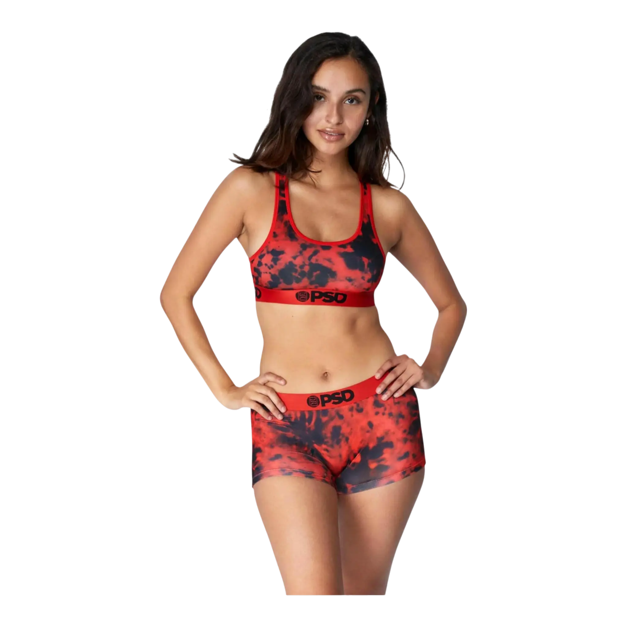Psd Lava Dye Women Sports Bra Red
