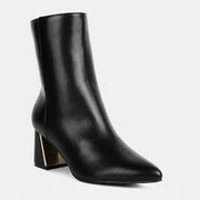 Kaira Metallic Accent Heel High Ankle Boots