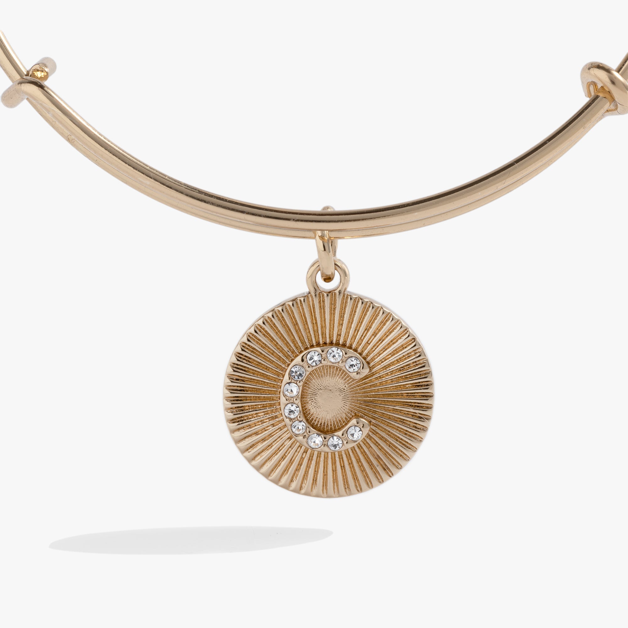 Initial C Pave Starburst Texture Bangle