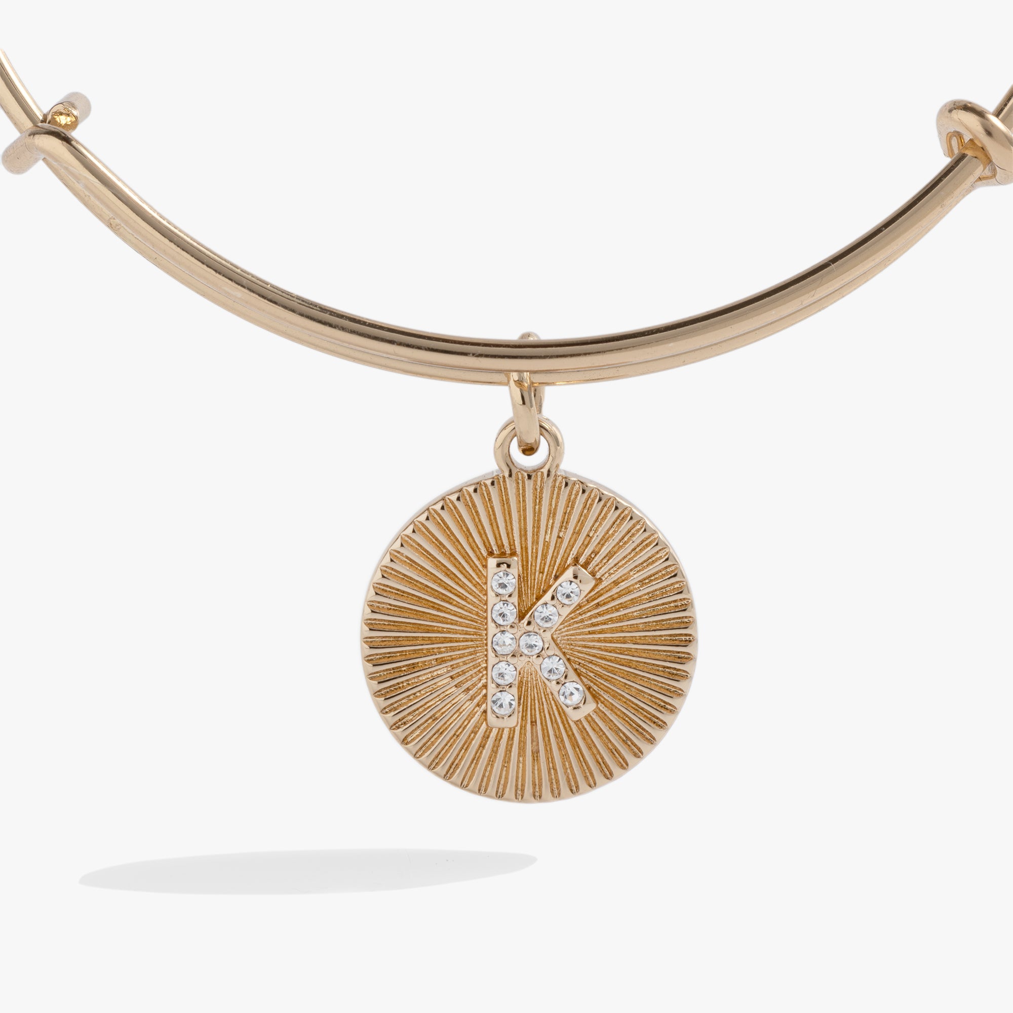 Initial K Pave Starburst Texture Bangle