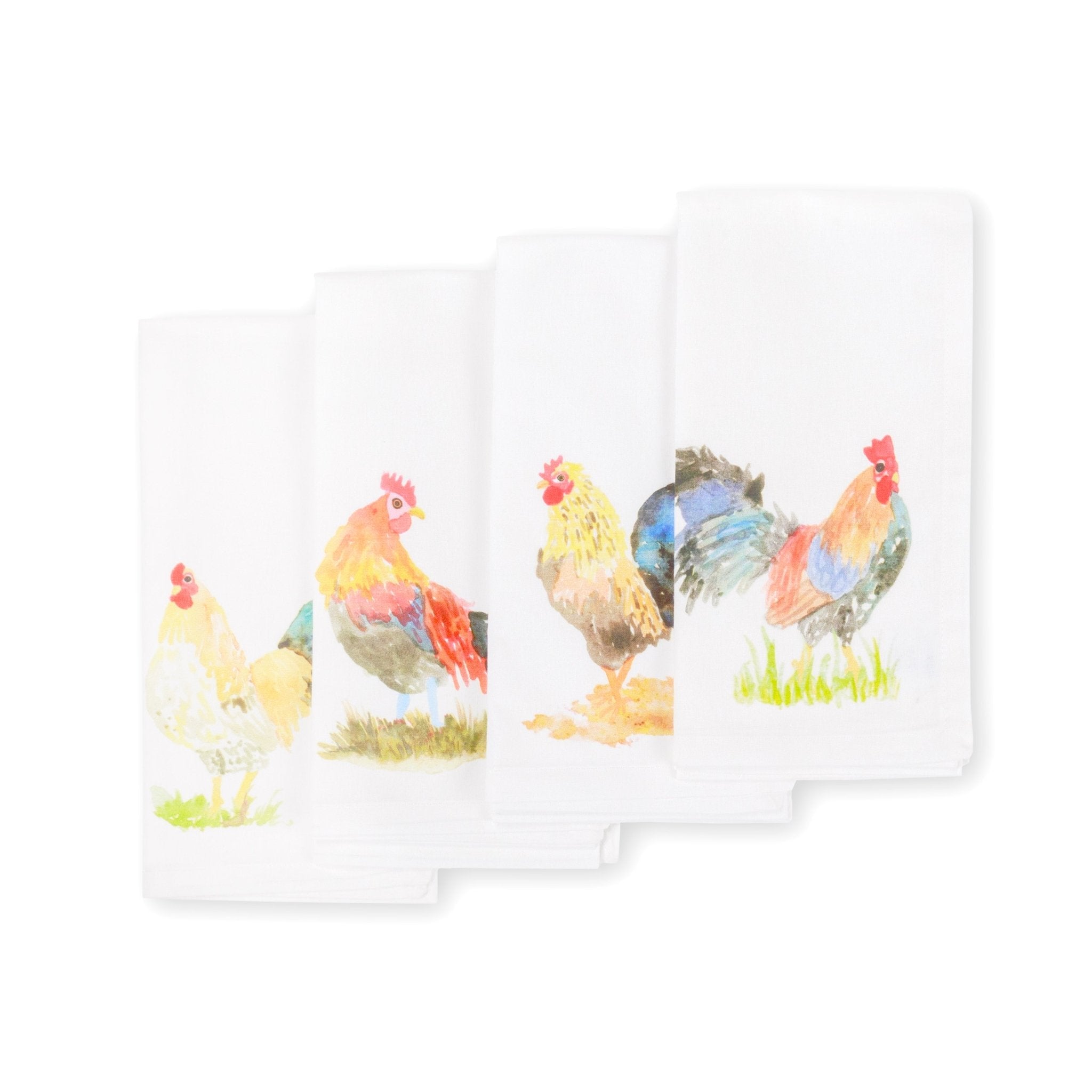 Set of 4 Roosters Kitchen Towels