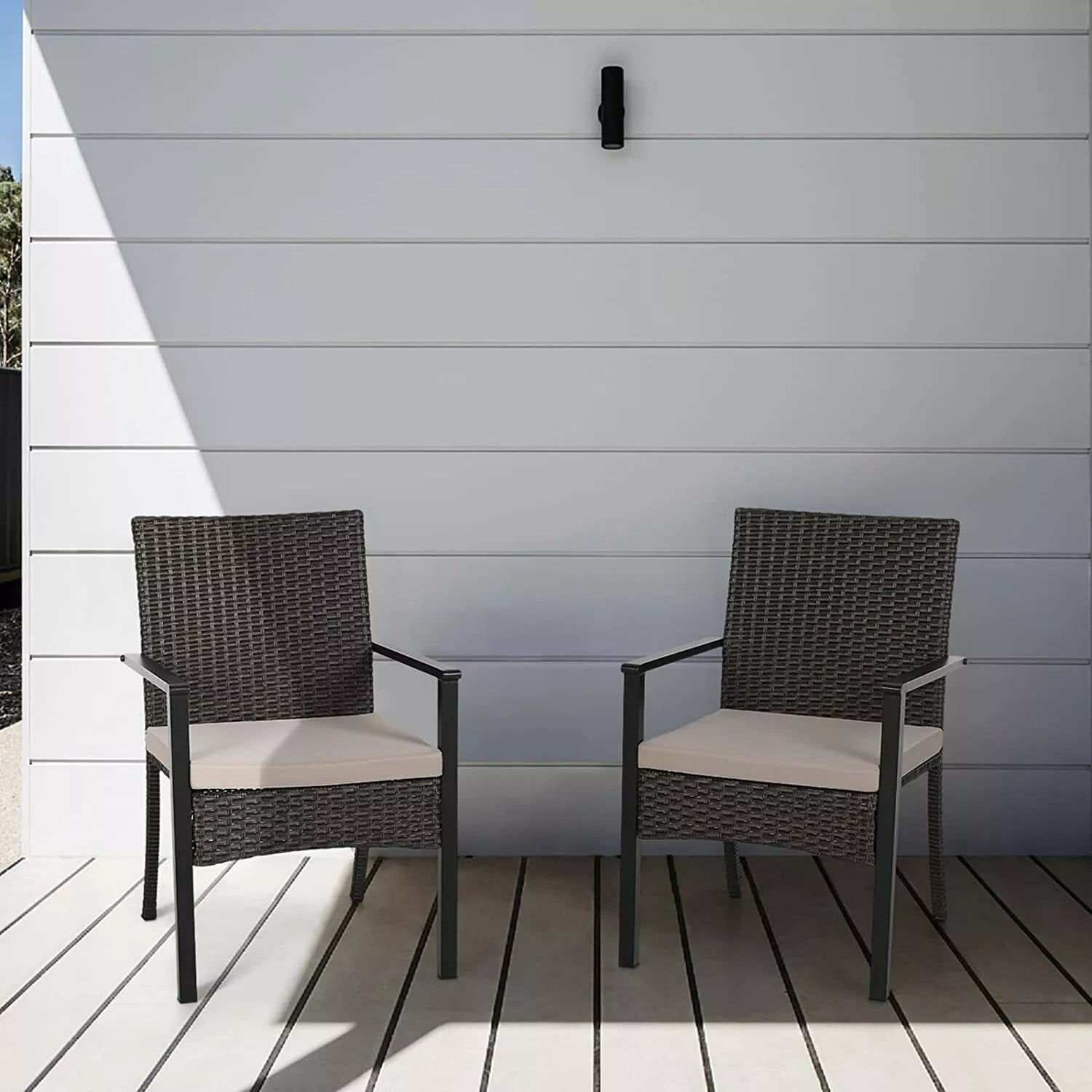 Outdoor Cushioned Wicker Patio Chair (set Of 2)