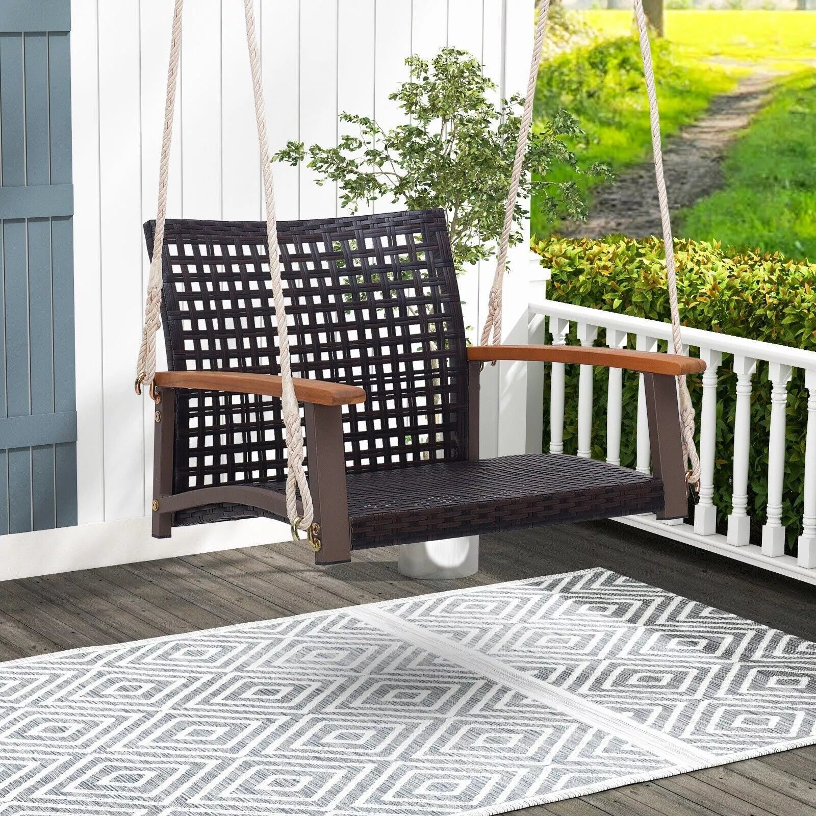 Bruce Outdoor Wooden Darden Swing Chair