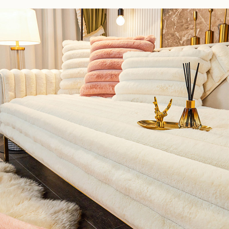 Thicken Faux Fur Rabbit Plush Sofa Cover Non-slip Slipcover Seat European Couch Cover Sofa Towel For Living Room Decor