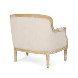 Becoming Upholstered Club Chair with Turned Leg and Carved Design