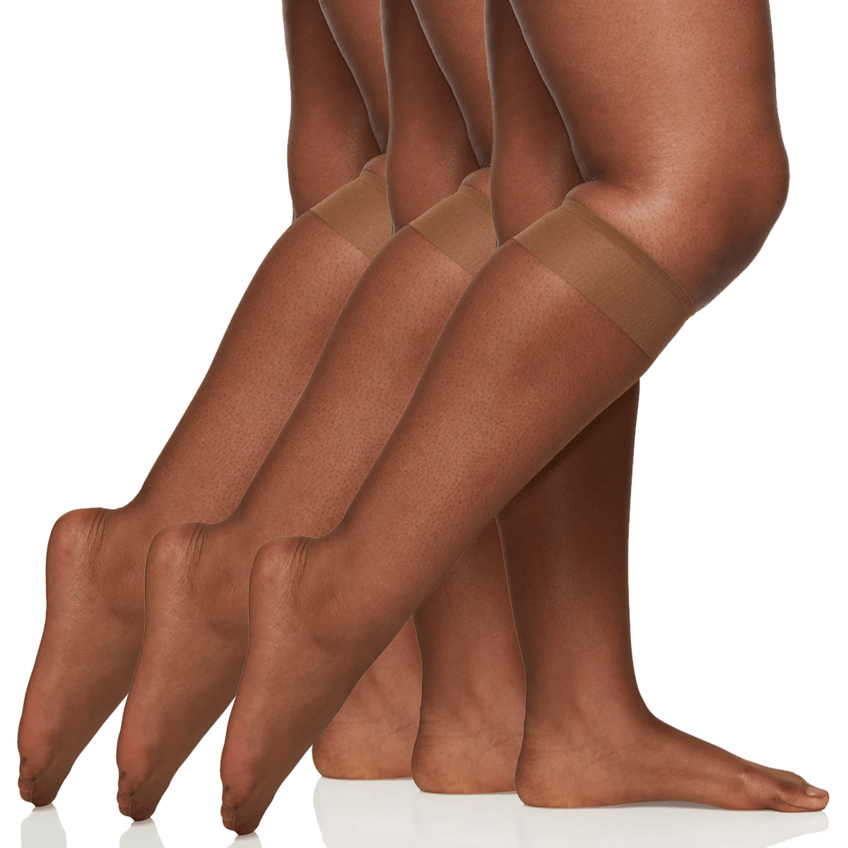 3 Pair Pack Queen Ultra Sheer Knee High With Sandalfoot Toe - Plus Size
