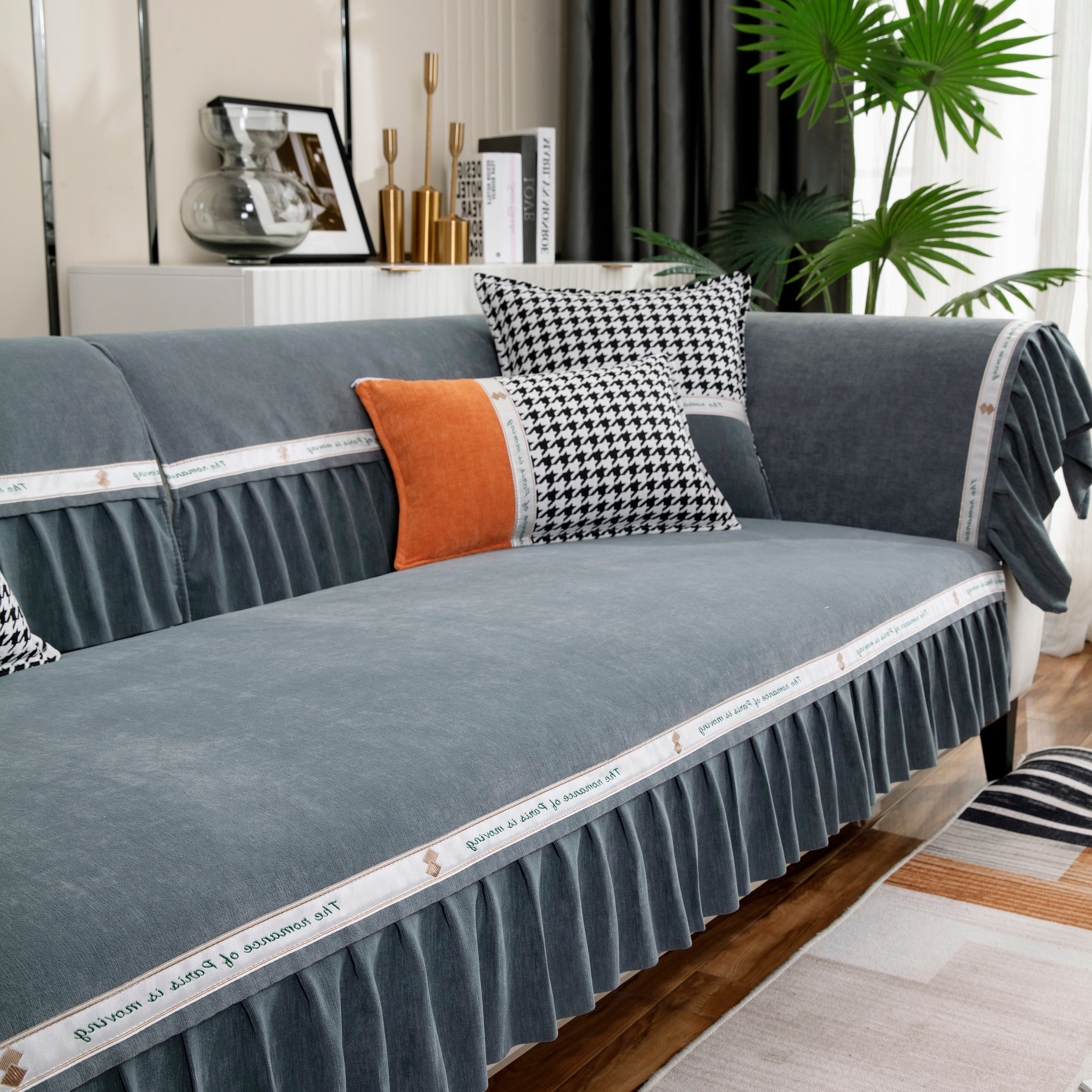 Non-slip Chenille Sofa Slipcovers With Skirt, Best Pet Sofa Protector Cover, Furniture Covers For Pets