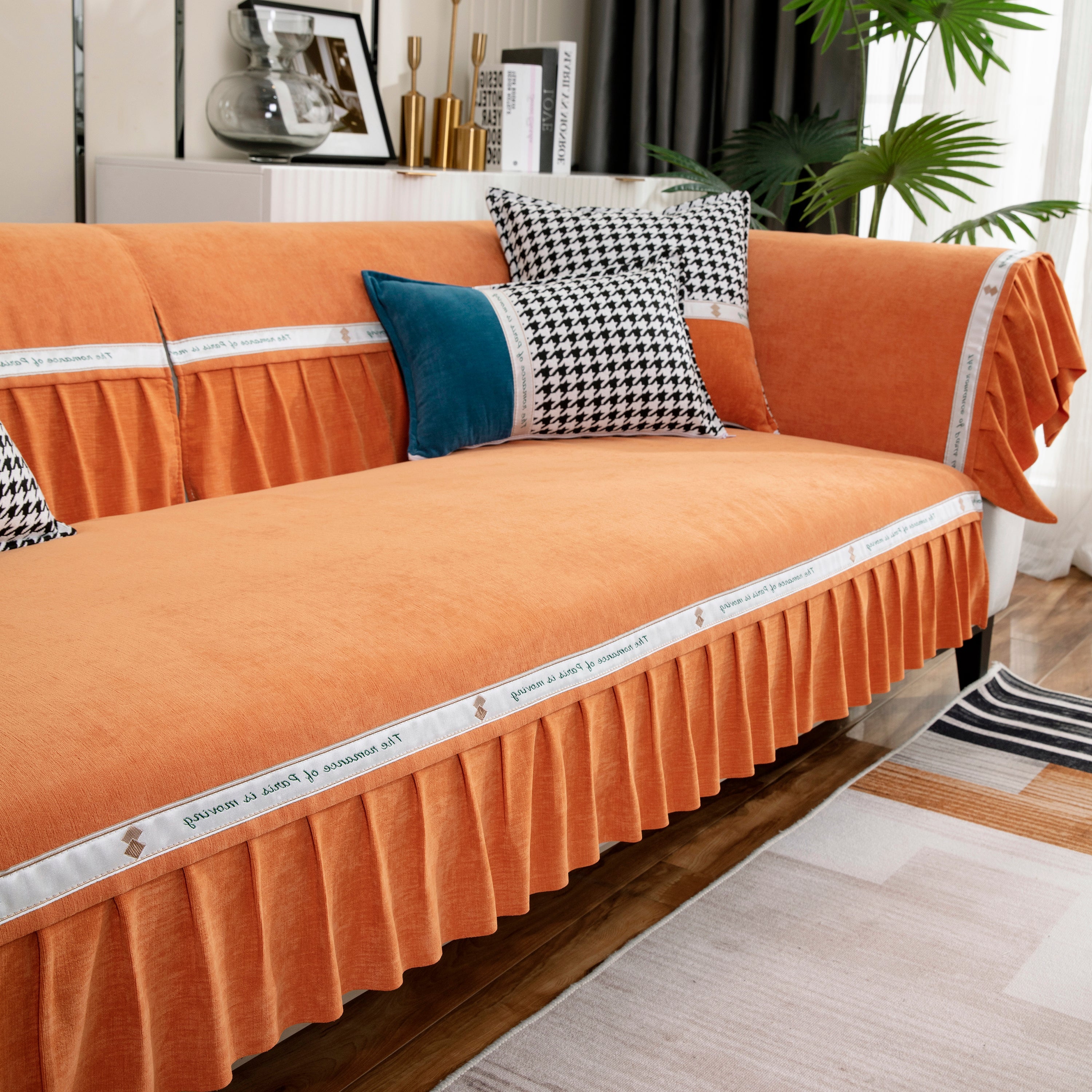 Non-slip Chenille Sofa Slipcovers With Skirt, Best Pet Sofa Protector Cover, Furniture Covers For Pets