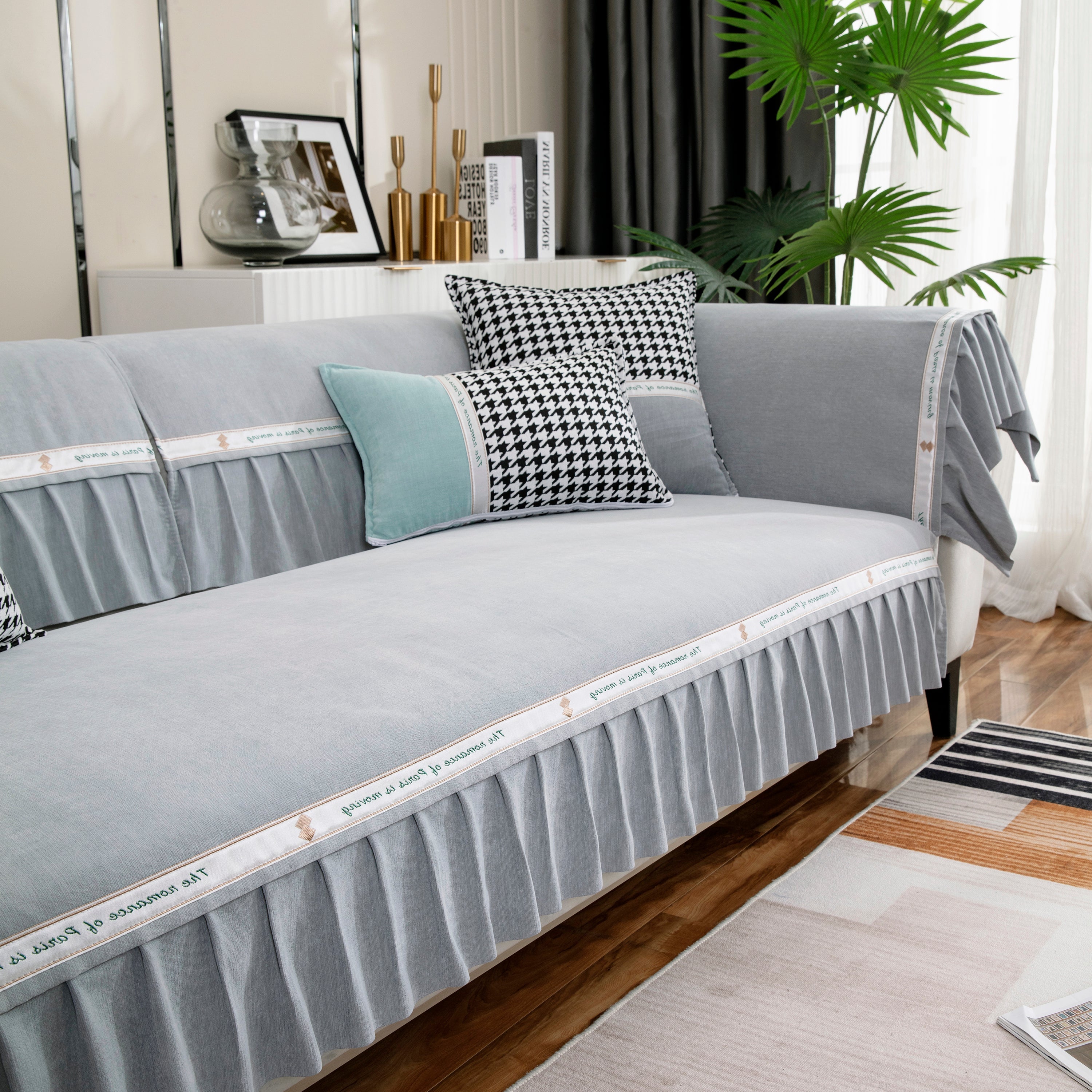 Non-slip Chenille Sofa Slipcovers With Skirt, Best Pet Sofa Protector Cover, Furniture Covers For Pets