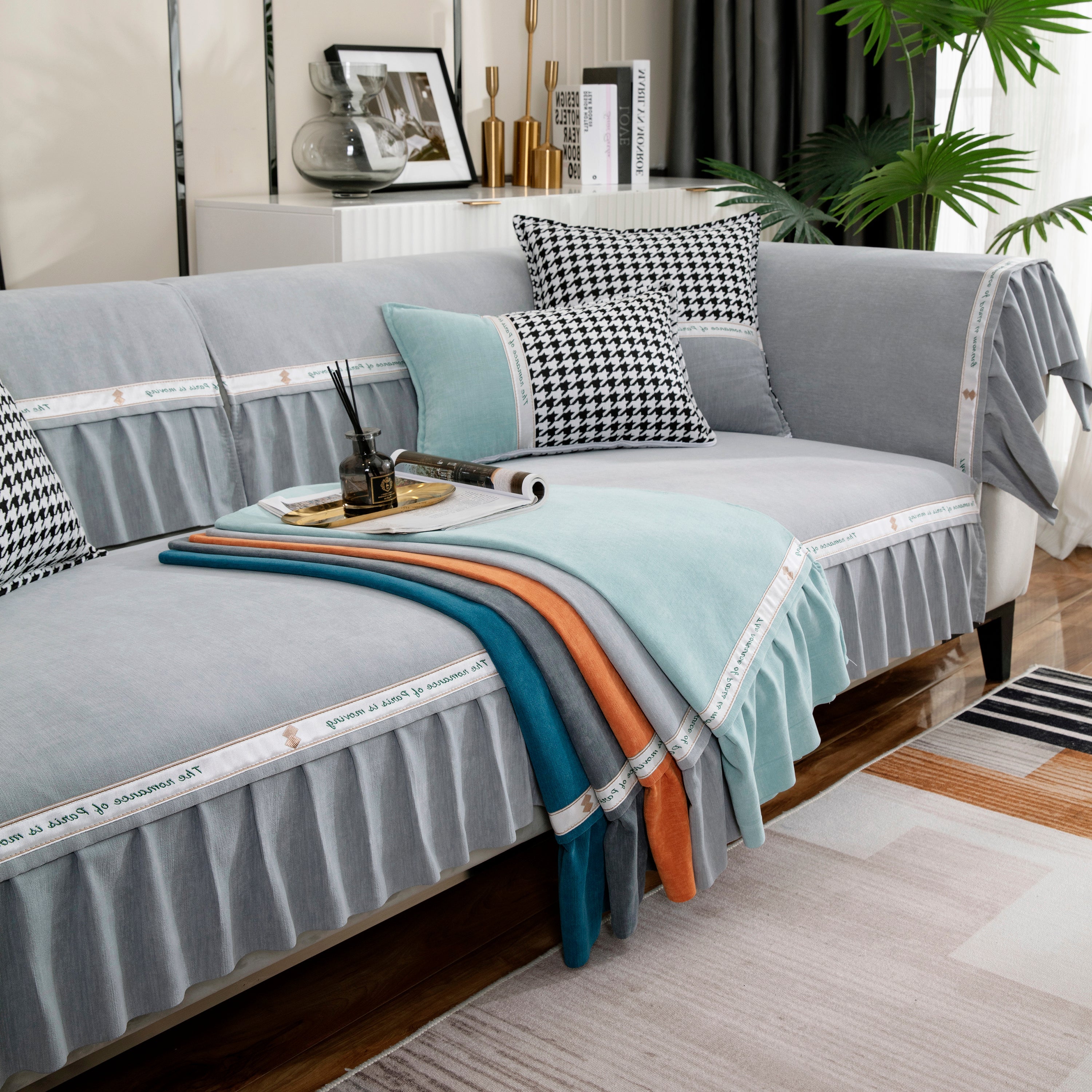 Non-slip Chenille Sofa Slipcovers With Skirt, Best Pet Sofa Protector Cover, Furniture Covers For Pets