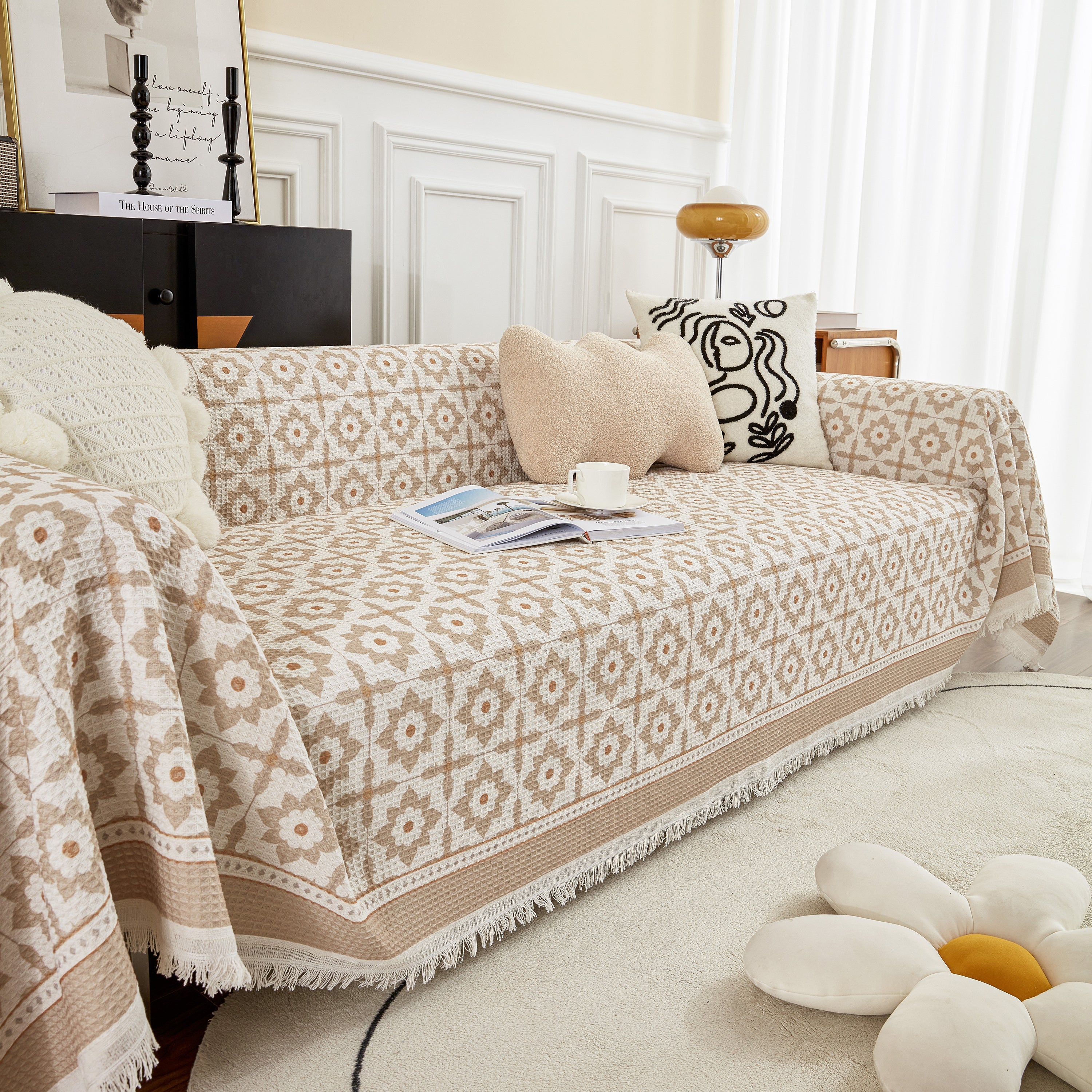 Waffle Lattice Fabric Sofa Cover, Multi-purpose Soft Sofa Throw, Couch Cover Blanket Throws For Couches