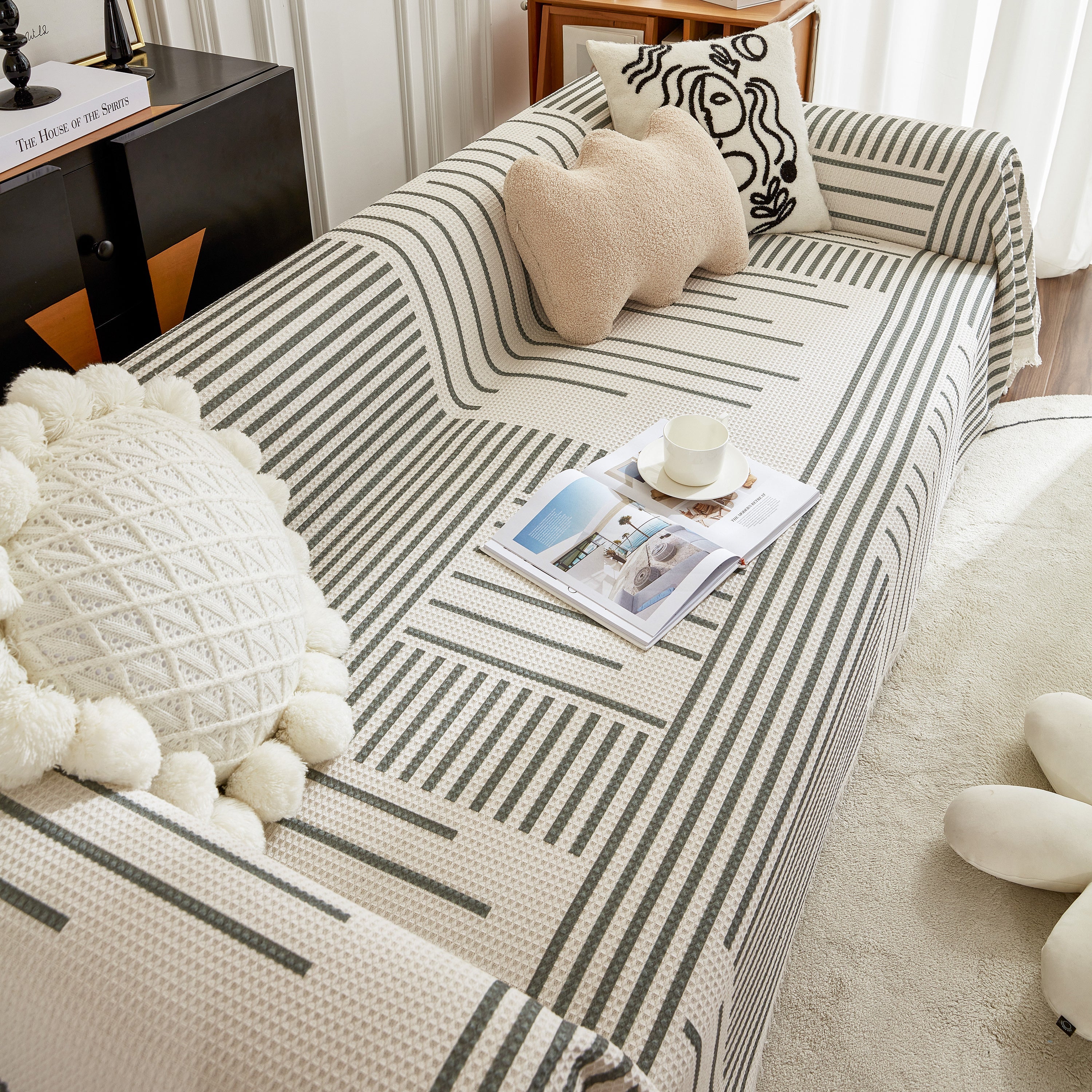 Waffle Lattice Fabric Sofa Cover, Multi-purpose Soft Sofa Throw, Couch Cover Blanket Throws For Couches