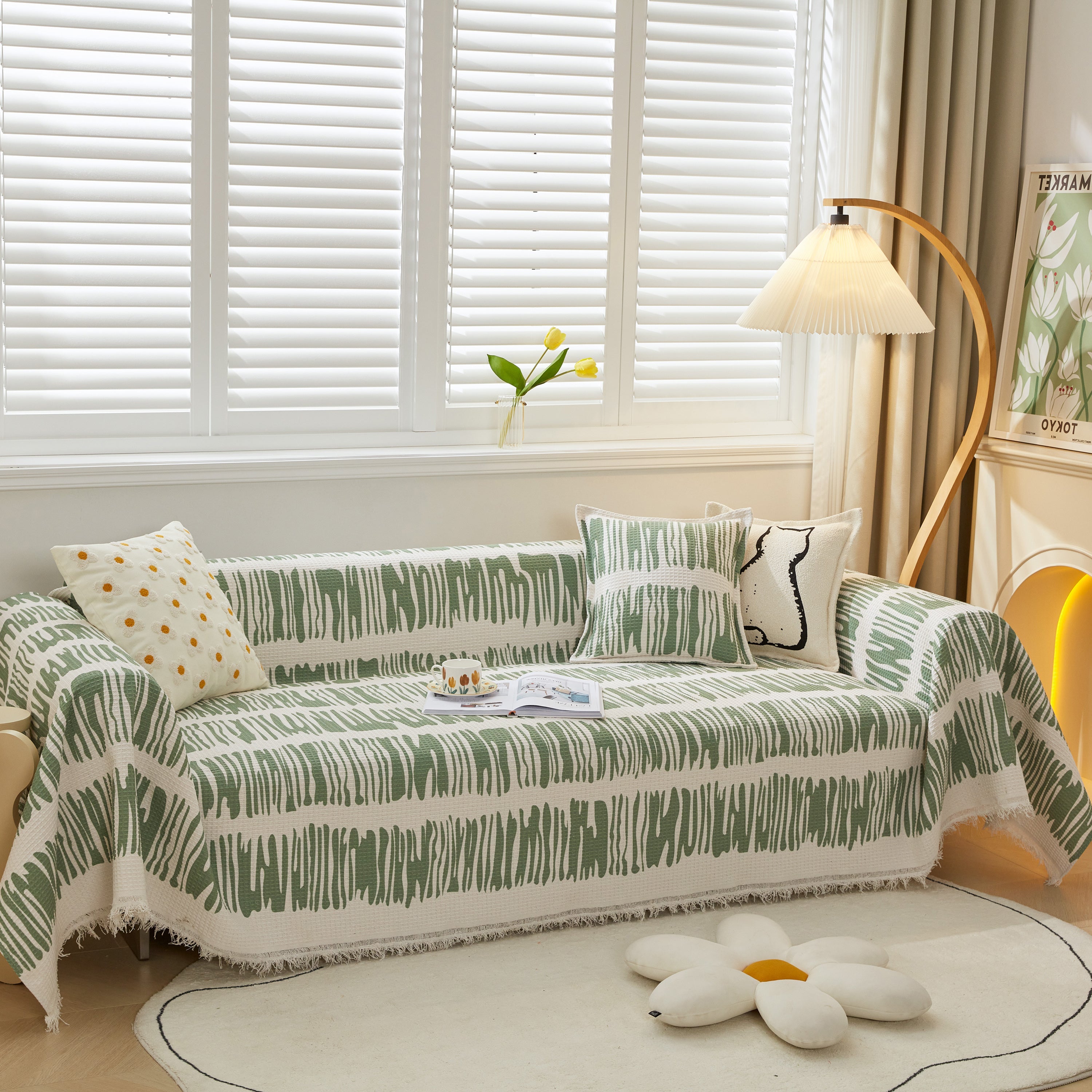 Furniture Covers For Pets, Waffle Lattice Fabric Sofa Throw, Couch Cover Blanket Throw