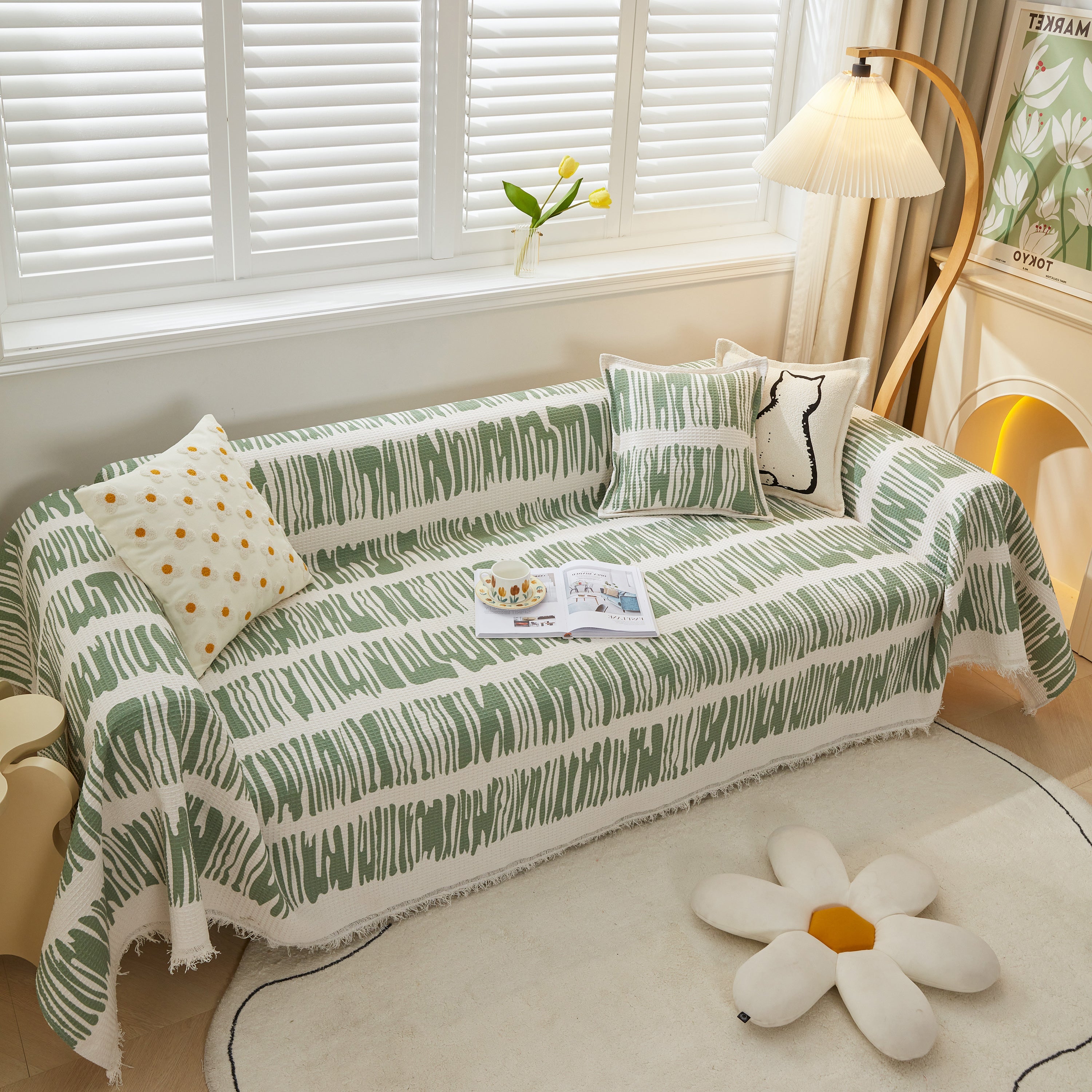 Furniture Covers For Pets, Waffle Lattice Fabric Sofa Throw, Couch Cover Blanket Throw