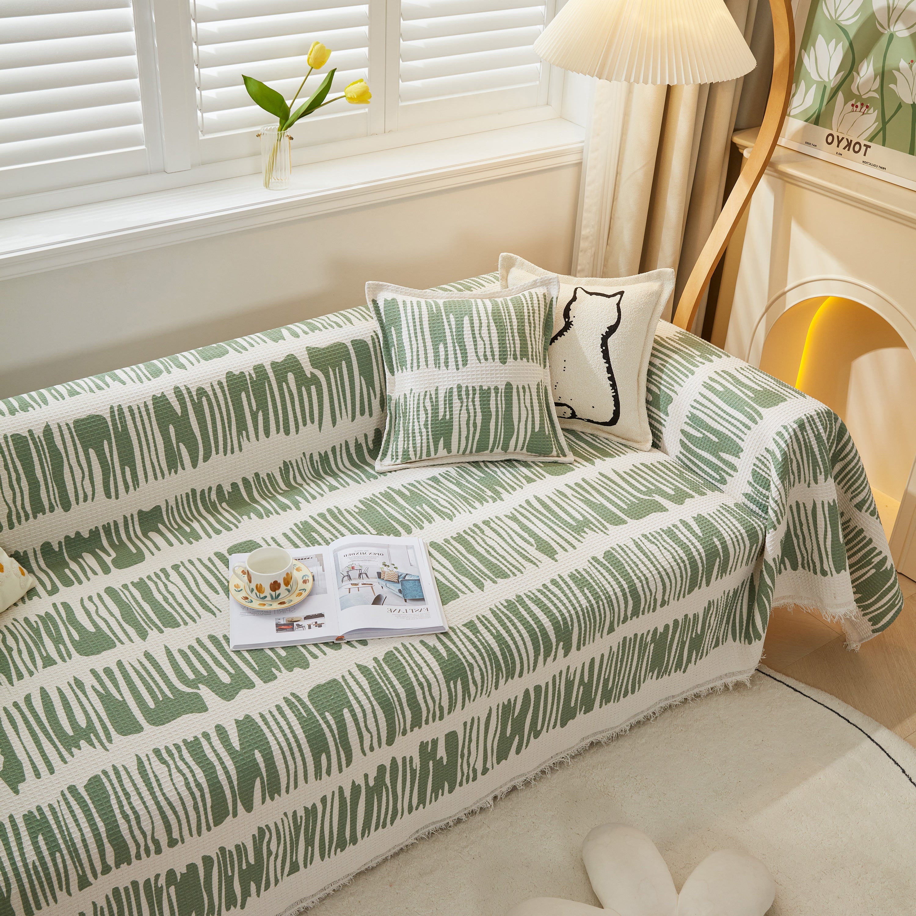 Furniture Covers For Pets, Waffle Lattice Fabric Sofa Throw, Couch Cover Blanket Throw