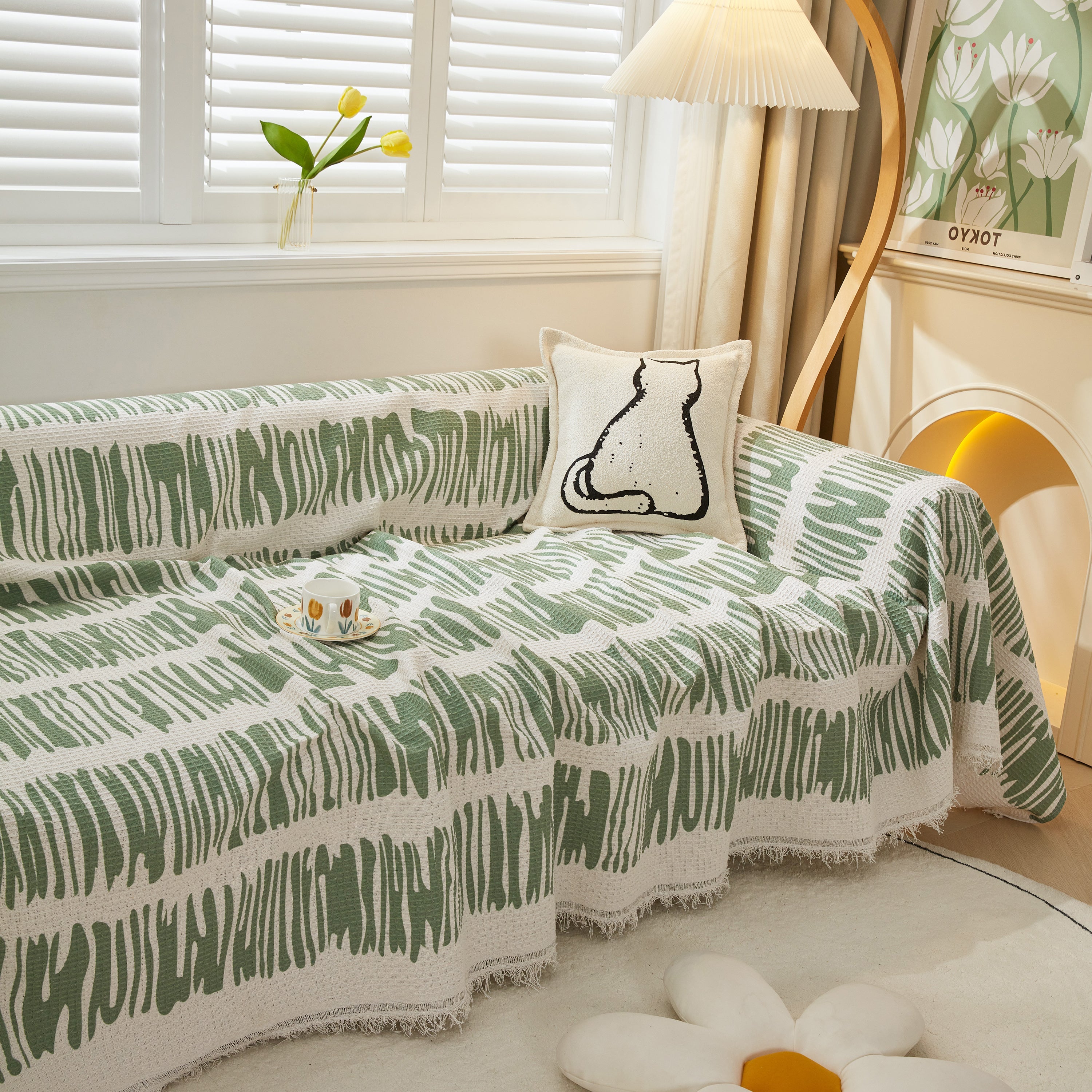 Furniture Covers For Pets, Waffle Lattice Fabric Sofa Throw, Couch Cover Blanket Throw
