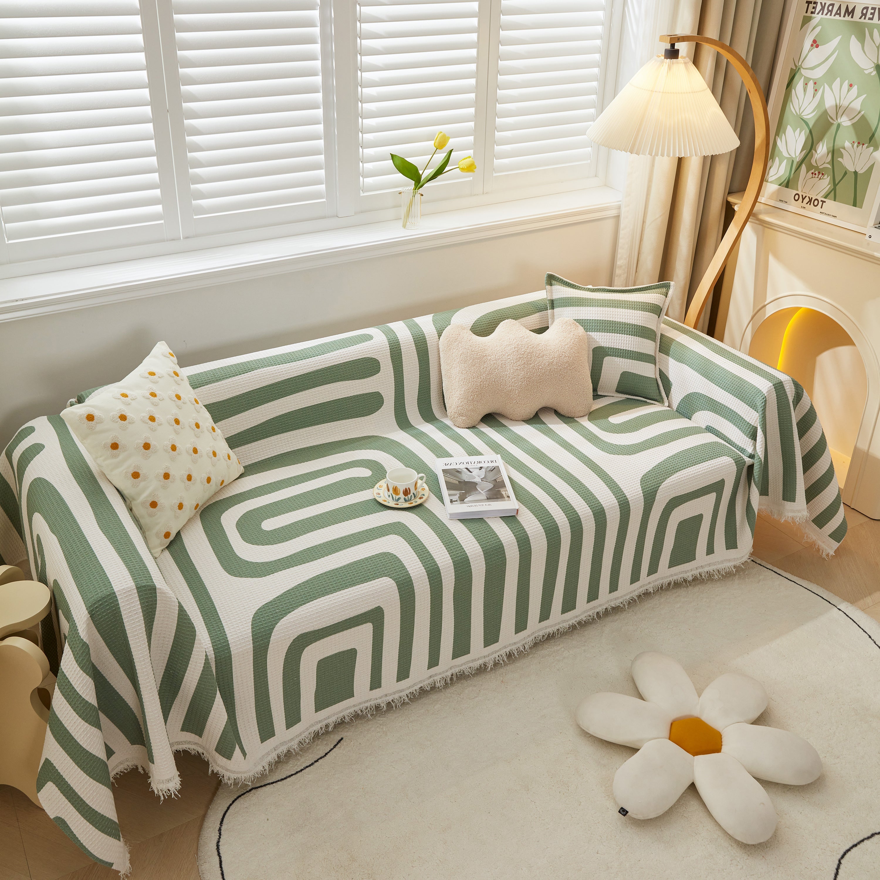 Furniture Covers For Pets, Waffle Lattice Fabric Sofa Throw, Couch Cover Blanket Throw