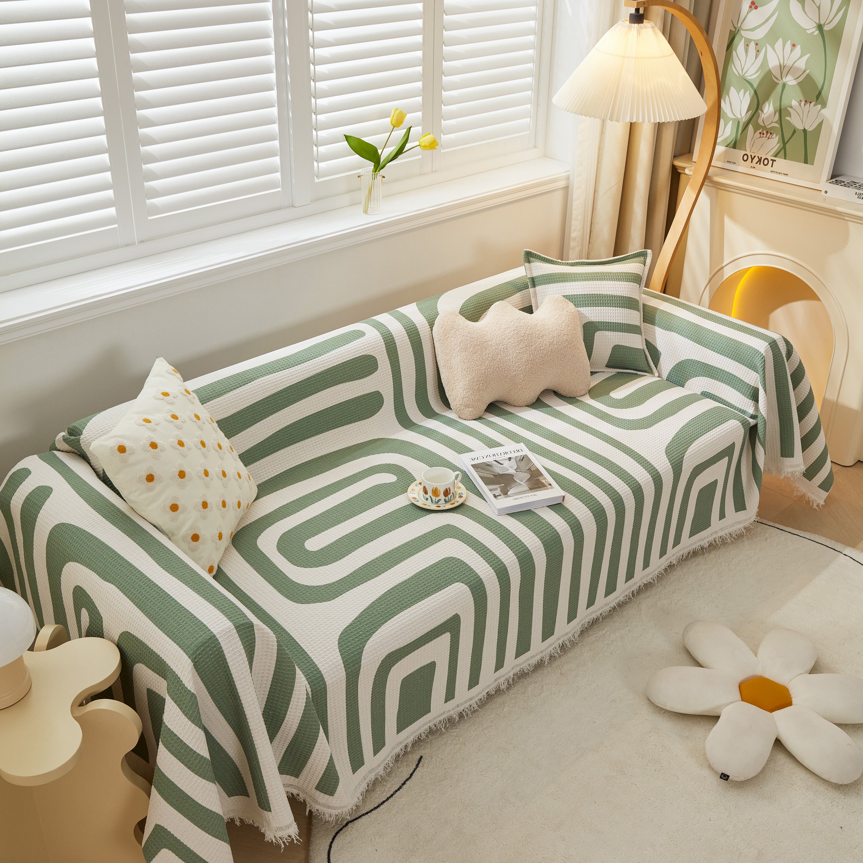 Furniture Covers For Pets, Waffle Lattice Fabric Sofa Throw, Couch Cover Blanket Throw