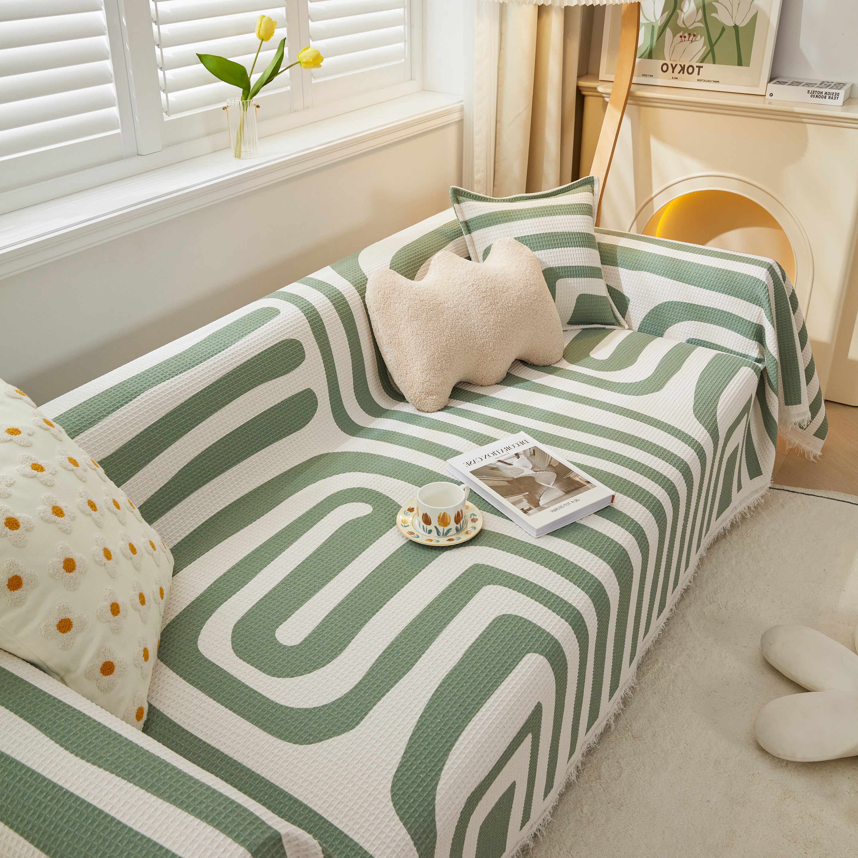 Furniture Covers For Pets, Waffle Lattice Fabric Sofa Throw, Couch Cover Blanket Throw