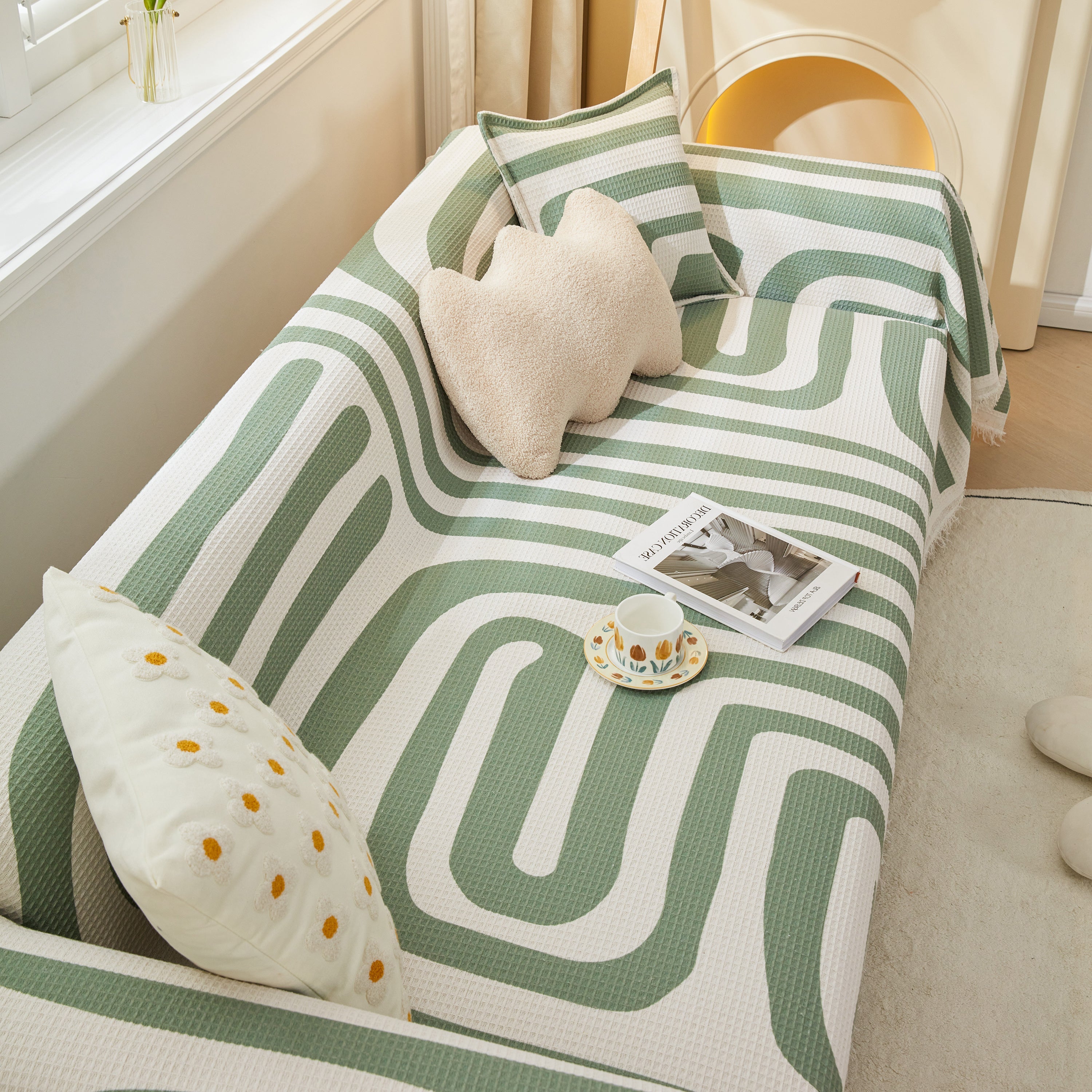 Furniture Covers For Pets, Waffle Lattice Fabric Sofa Throw, Couch Cover Blanket Throw