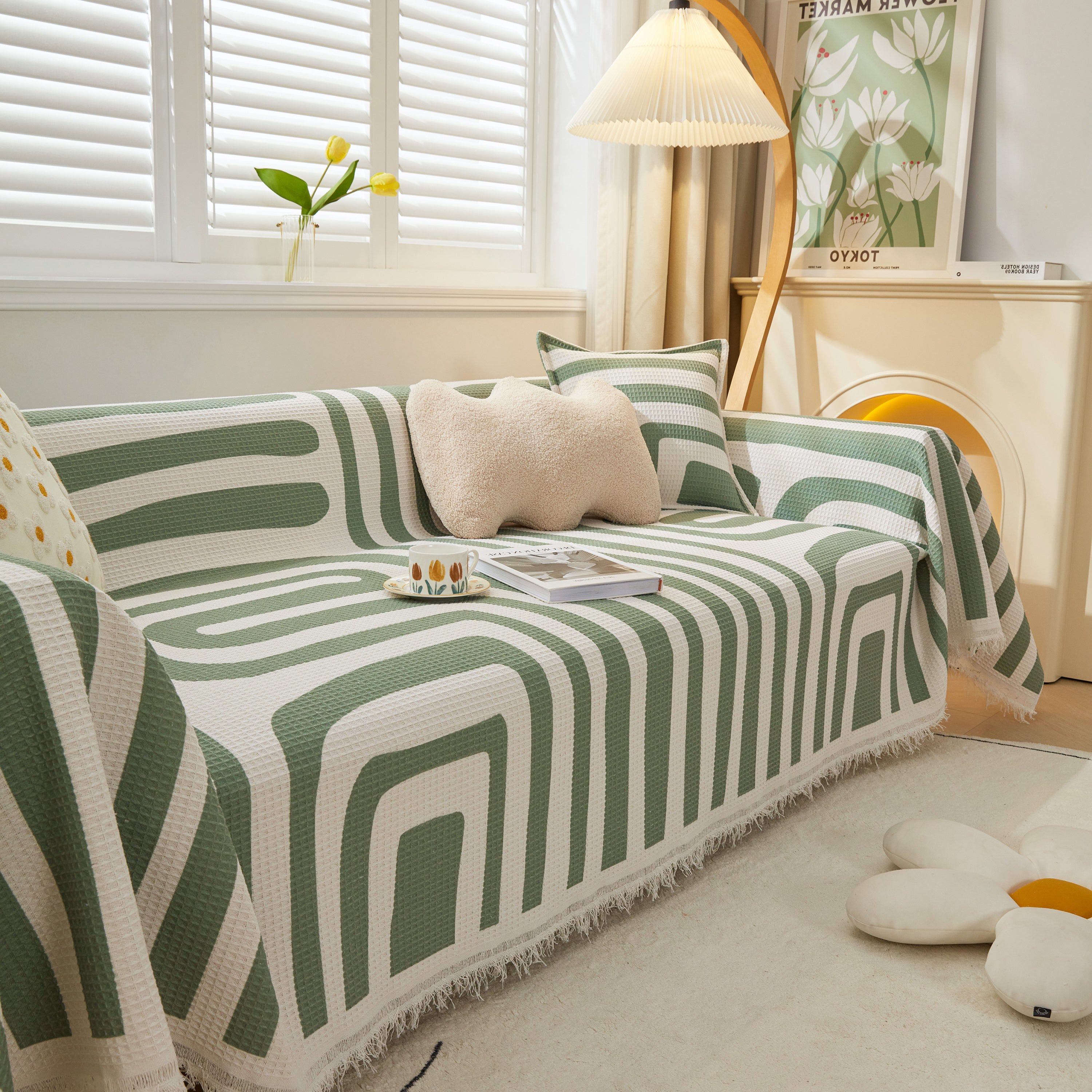 Furniture Covers For Pets, Waffle Lattice Fabric Sofa Throw, Couch Cover Blanket Throw
