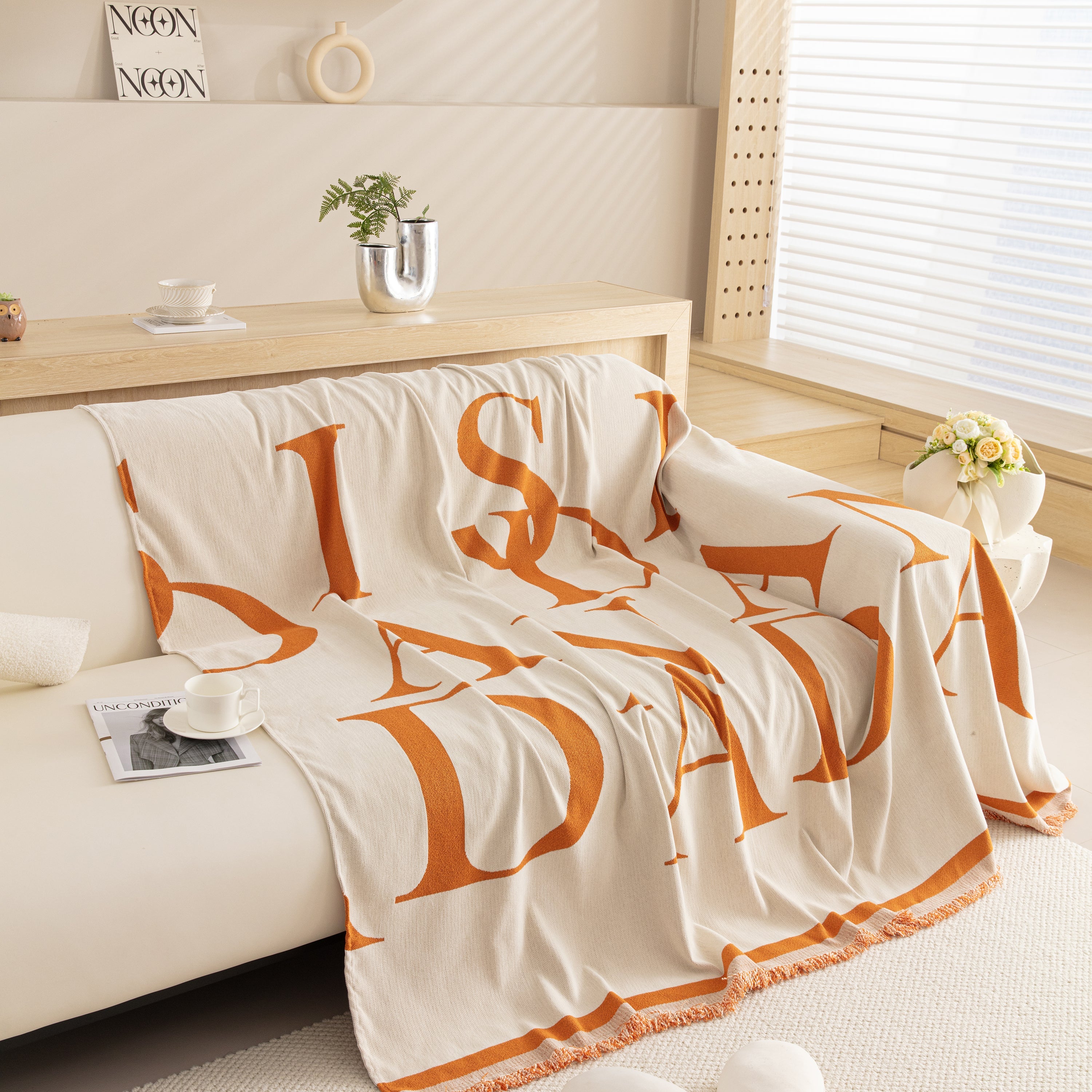 Chenille Jacquard Alphabet Sofa Blanket Cover, L Shape Sofa Cover, Reversible Couch Covers For Dogs