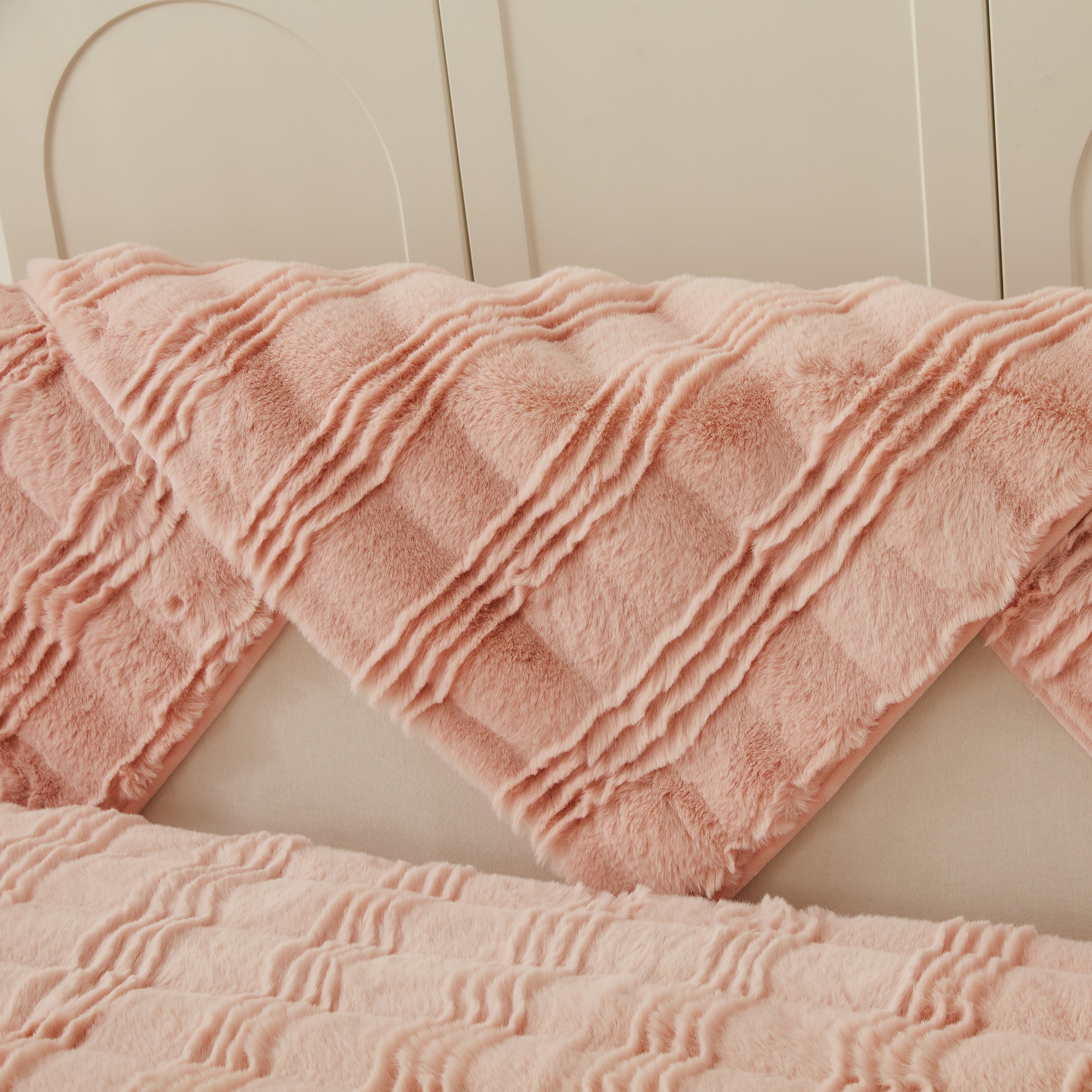 Soft Thick Faux Fur Sofa Cover Stripe Fluffy Fuzzy Non-slip Washable Couch Covers