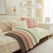 Soft Thick Faux Fur Sofa Cover Stripe Fluffy Fuzzy Non-slip Washable Couch Covers