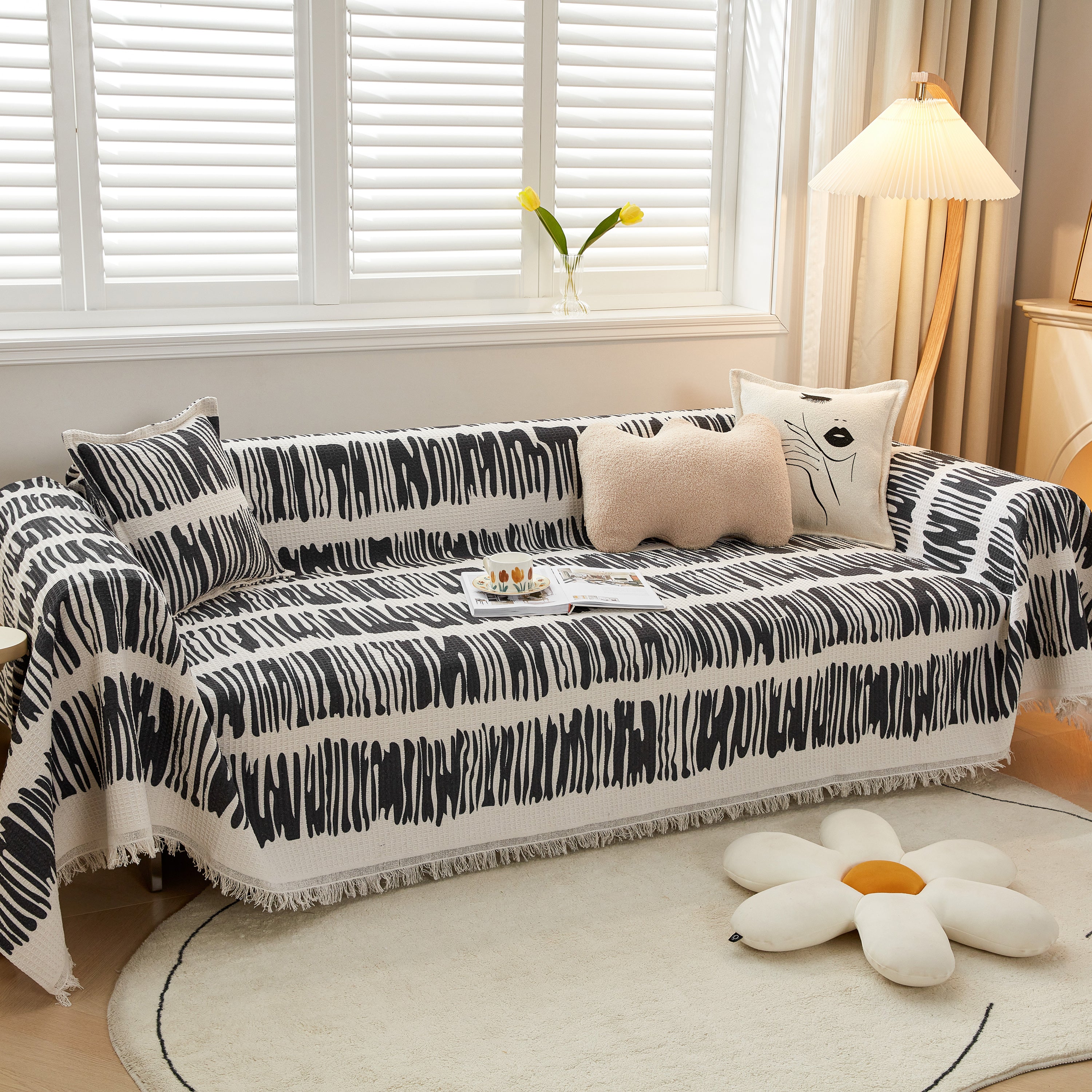 Couch Cover For Most Shape Sofas, Waffle Lattice Sofa Cover Throw, Washable Furniture Covers For Pets