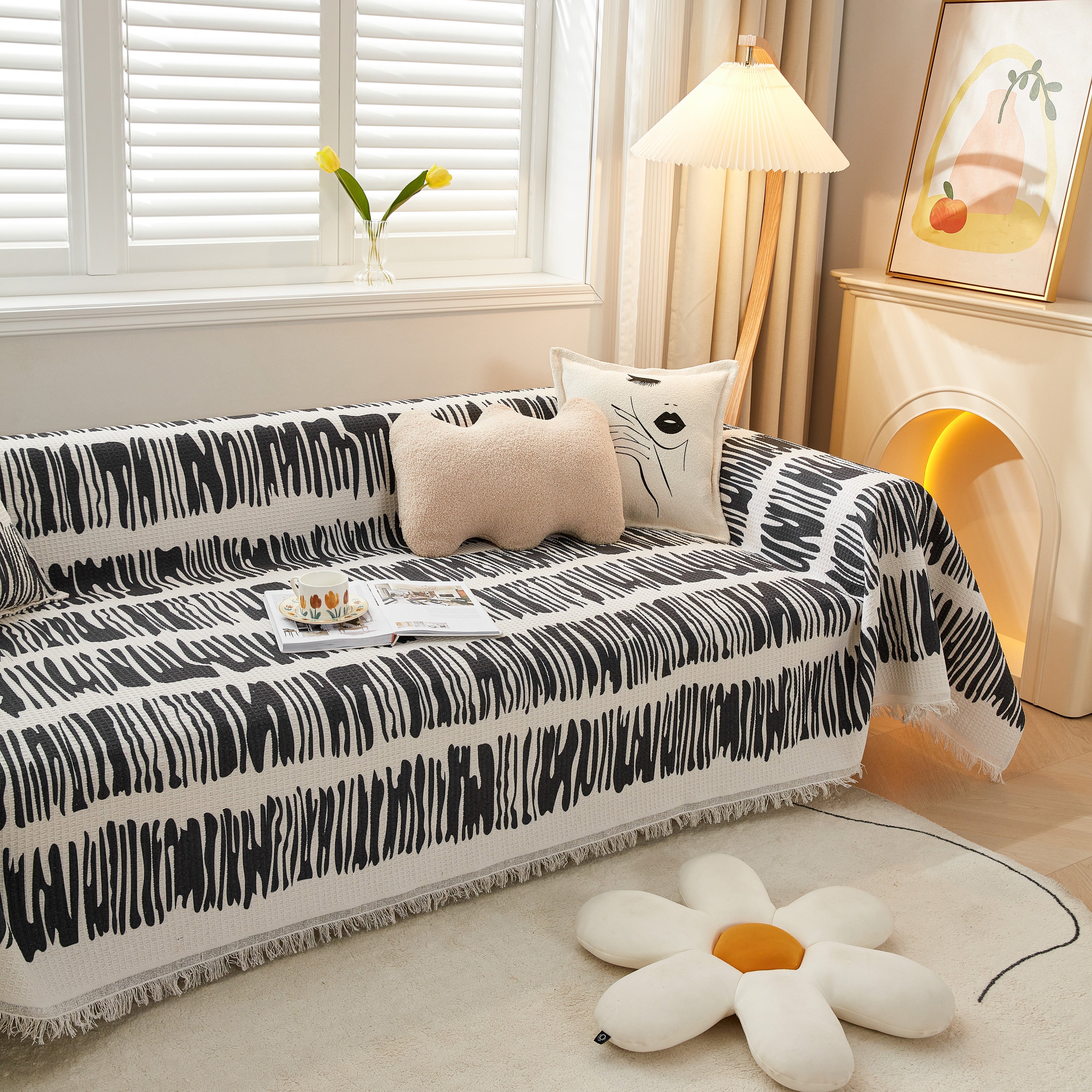 Couch Cover For Most Shape Sofas, Waffle Lattice Sofa Cover Throw, Washable Furniture Covers For Pets